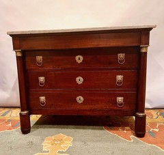 Provincial Empire Mahogany Marble-Top 4-Drawer Commode/Chest