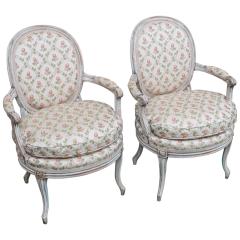 Pair of Painted Fauteuils (Chairs)