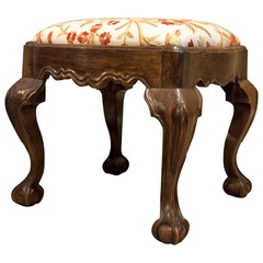Hand-Carved Walnut Ball-and-Claw Stool